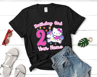 Personalized Kitty riding on the Unicorn Birthday Shirt, Gift For Kids, funny birthday shirt, Best Birthday Gift For Her