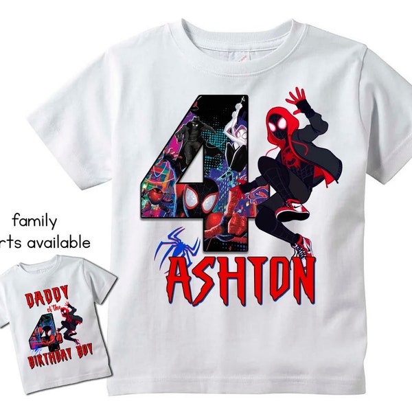 Personalized Miles Morales Spiderman Birthday Shirt, Gift For Kids, Fun Spider-man Tshirt, Best Birthday Gift For Her Him, Unisex Shirt