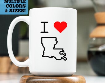 I Heart Louisiana Mug, I Love Louisiana Mug, Louisiana Coffee Mug, Louisiana Mug, Louisiana Gift, Louisiana Coffee Cup, Heart Louisiana Mug