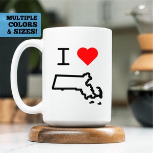 I Heart Massachusetts Mug, I Love Massachusetts Mug, Massachusetts Coffee Mug, Massachusetts Mug, Massachusetts Gift, Massachusetts Cup