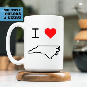 I Heart North Carolina Mug, I Love North Carolina Mug, North Carolina Coffee Mug, North Carolina Coffee Cup, North Carolina Gift, Carolina