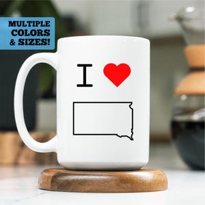 I Heart South Dakota Mug, I Love South Dakota Mug, South Dakota Coffee Mug, South Dakota Mug, South Dakota Gift, South Dakota Coffee Cup