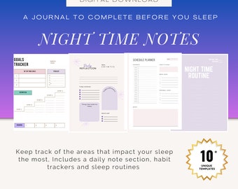 Diario del sueño imprimible - Notas nocturnas