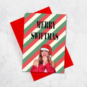 Merry Swiftmas - Taylor Swift - Swiftie - Tarjeta de Navidad - Tarjeta de Navidad con temática de Taylor Swift - Tarjeta de Navidad para Swifties.