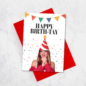 Tarjeta de feliz cumpleaños - Tarjeta de cumpleaños con temática de Taylor Swift - Tarjeta de cumpleaños para Swifties.