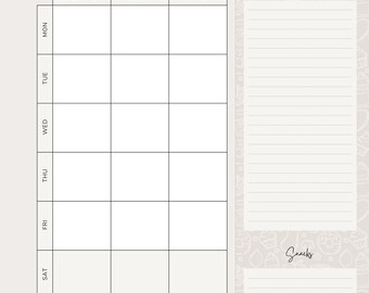 Editable Weekly Meal Planner