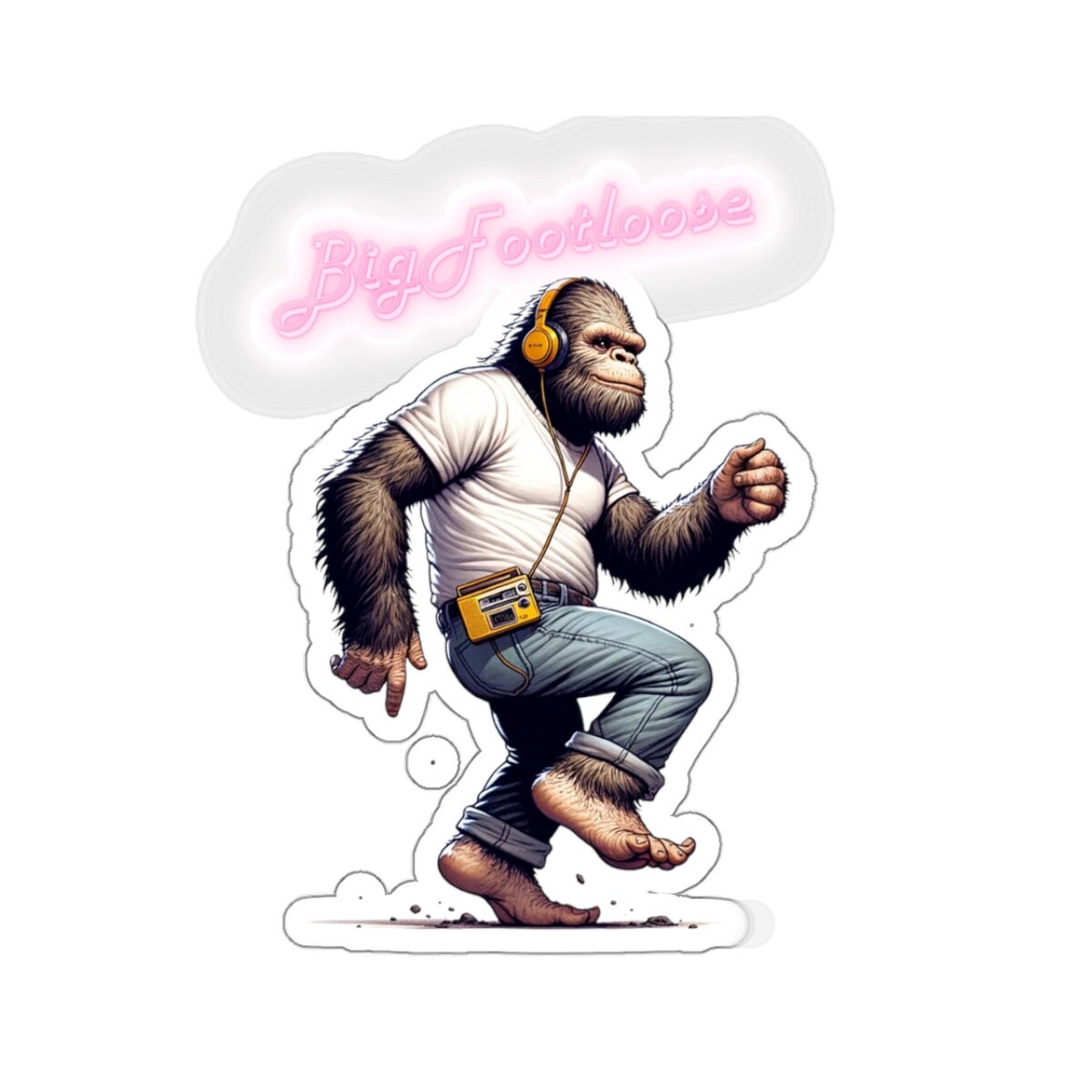 Bigfoot Footloose Sticker, Dancing Sasquatch Decal, Funky Yeti Vinyl, Unique Monster, Cool Gift for Myth Lovers