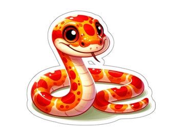 Charming Serpent Smile: &#39;Happy Corn Snake&#39; Adorable Vinyl Sticker