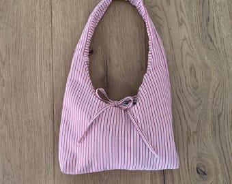 Handmade Striped Reversible Cotton Shoulder Bag – 100% Cotton, Eco-Friendly, Two-in-One Everyday Bag, Slouchy Shoulder Bag