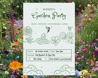 Garden Party Invitation Editable Template