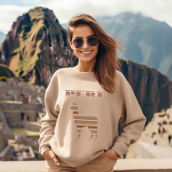 Machu Picchu Sweatshirt Peru Sweater Womens and Men Sweatshirt, Peru Gift Machu Picchu Gift, Llama sweatshirt cozy sweatshirt comfy traveler