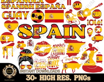 SPAIN Themed Clipart Bundle PNG Files High Resolution png Instant download Travel clipart, Europe clipart, 30+ PNG Files, Spanish Flag