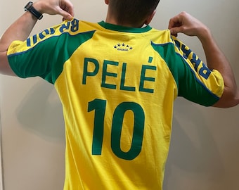 Pele Soccer Jersey Brazil Handmade Vibrant Athletic Sport Wear Quality