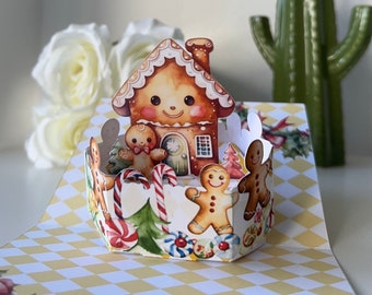 Christmas ginger bread house pop up card perfect for greeting card and Christmas gift