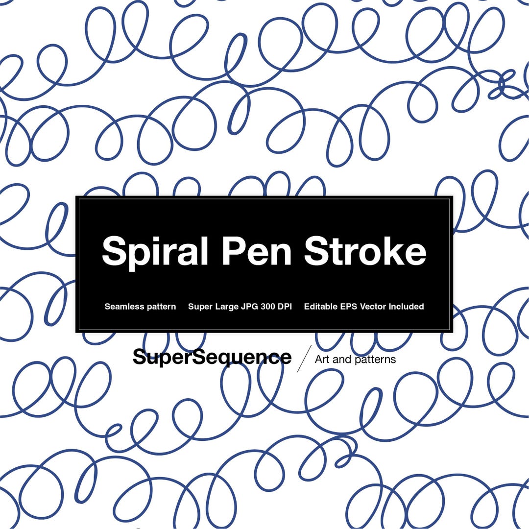 Spiral Pen Scribbles Illustrated Pattern - Vector Seamless Repeat ...