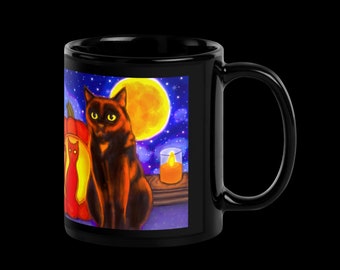 Black Cat Halloween Mug