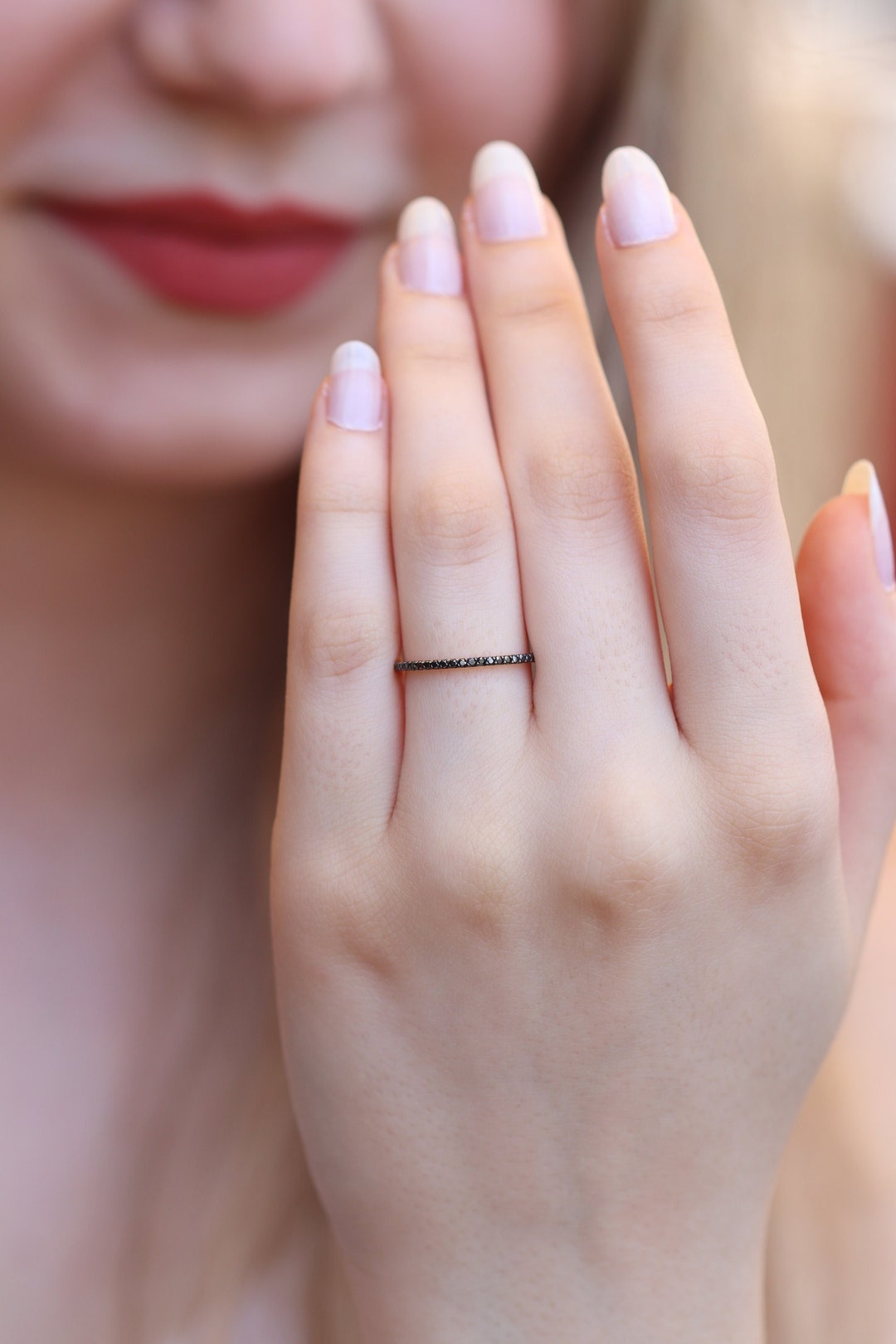 10K 14K 18K Gold Black Diamond Eternity Ring/handmade Gold Black