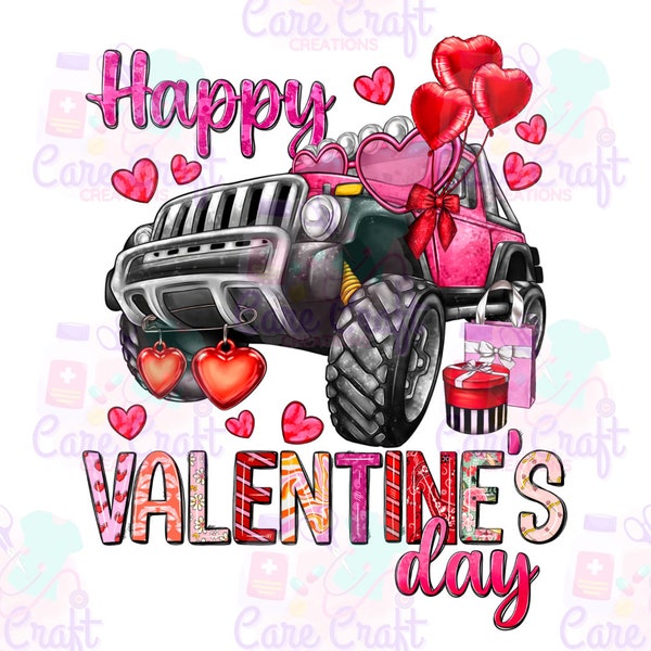 Happy Valentines Day, Jeep Lover, PNG Instant Digital Download for Tshirts, Sublimation, Tumblers, and More