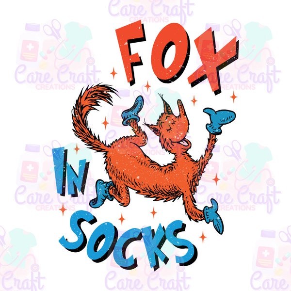 Fox in Socks Dr. Seuss PNG Instant Digital Download for Tshirts Sublimation DTF Tumblers & More