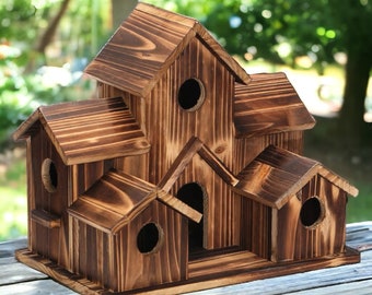 Maison d'oiseau en bois unique, Nid d'oiseau en bois, Mangeoire à oiseaux, Nichoir, Abri pour oiseaux, Imperméable, Décoration de jardin, Amateurs de jardin, Maison de colibri