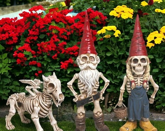 Scary Skeleton Gnomes | Garden Gnomes, Halloween Statues, Spooky Home Decor, Garden Ornament, Resin Gnome, Outdoor Gnome, Horror Dwarfs