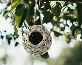 Natural Leaves Handwoven Bird Nest, Outdoor Hanging Bird Nest, Straw Breeding Nest, Garden Lovers, Grass Decor Bird Egg Birdhouse