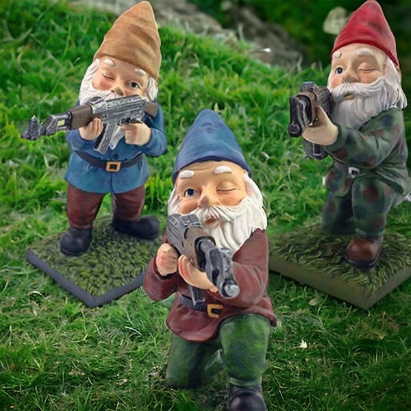 Funny Army Gnome | Garden Gnomes, Outdoor Statues, Garden Home Decor, Garden Ornament, Resin Gnome, Military Gnome, Gun Dwarfs