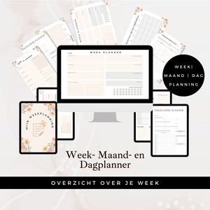 Planificador semanal imprimible - Mes - Día | PDF imprimible | A4, A5, Carta EE. UU. | Rellenable digitalmente | Imprime tú mismo | Holandés