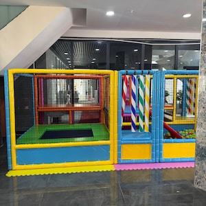 Ball Pit with Slide for Kids, Indoor Ball Pit Playground, Climbing Soft Play Ball Pit, Toddler Playhouse with Trampoline