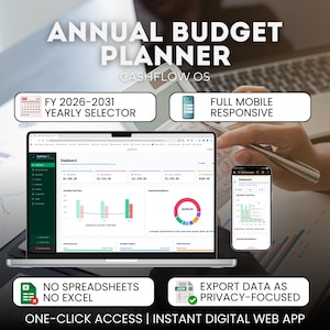 CashFlow OS Web App Budget Planner: Interactive Financial Dashboard Template