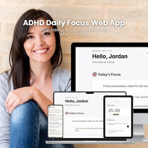 ADHD Daily Focus Web App – Stop Losing Focus | Minimalist Productivity Dashboard with Timer, Tasks & Brain Dump | Instant Access