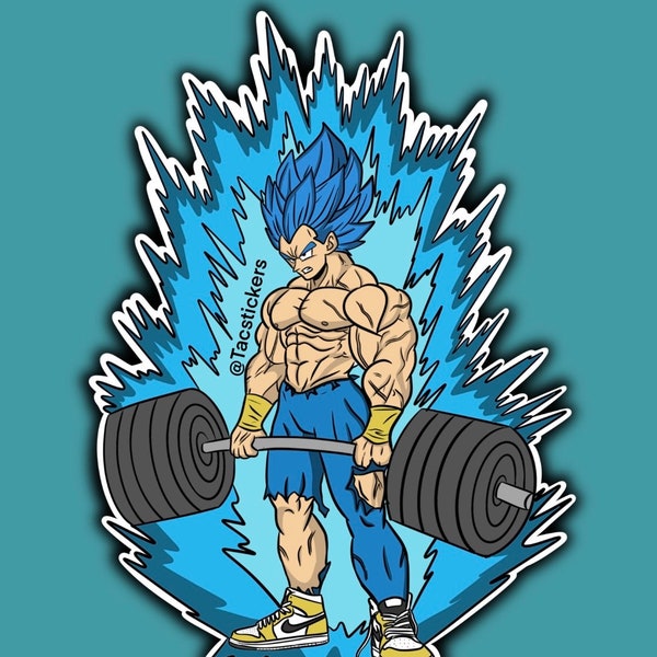 Tactical Super Saiyan Blue Vegeta Inspired  Lifting Gym Sticker. Military Morale Sticker for your Hydroflask. Dragon ball z super saiyan