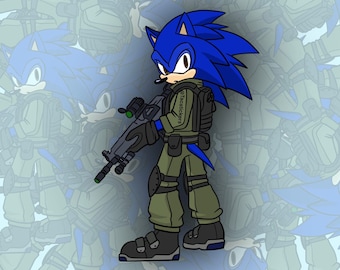 Tactical Sonic Sticker. military morale sticker. Tactical Sonic the hedgehog