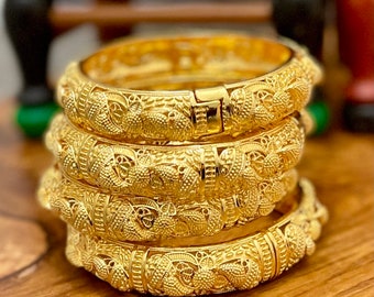 Gold Bangles, Dubai Gold Plated Bangles for Women, Thick Gold Bangles, African Jewelry, Arab Gold Jewelry, Indian Bridal Jewelry, Gift