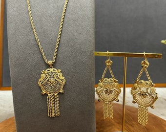 Necklace & Earrings Set, Gold Jewelry Set for Women, Indian Bridal Jewelry Set, African Jewelry