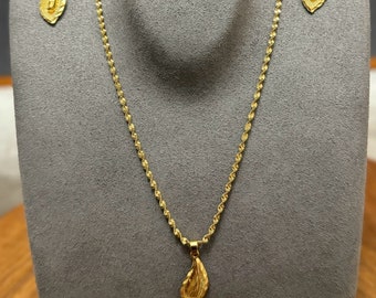Gold Necklace & Gold Earrings, Gift for Her
