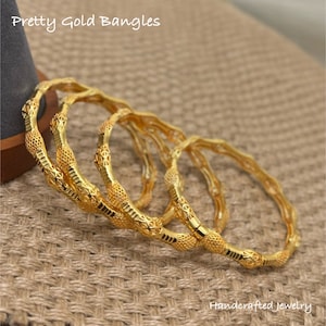 Gold Bangles, 24k Dubai Gold Plated Bangles, Wedding Gold Bangles, Gold Bracelet, Arab Jewelry, Bangles, Gold bracelet, Gift for Her