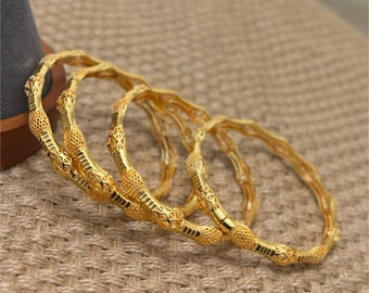 Gold Bangles, 24k Dubai Gold Plated Bangles, Wedding Gold Bangles, Gold Bracelet, Arab Jewelry, Bangles, Gold bracelet, Gift for Her