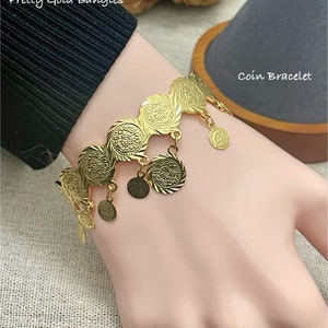 Middle Eastern Jewelry, Arab Coin Jewelry Bracelet, Gold Coin Bracelet, Gold Bracelet for Women,  African Jewelry, Gift for Her