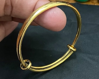 Plain gold bangle, Cuff Bracelet, Adjustable Bracelet, Statement Bracelet, Gift for Her
