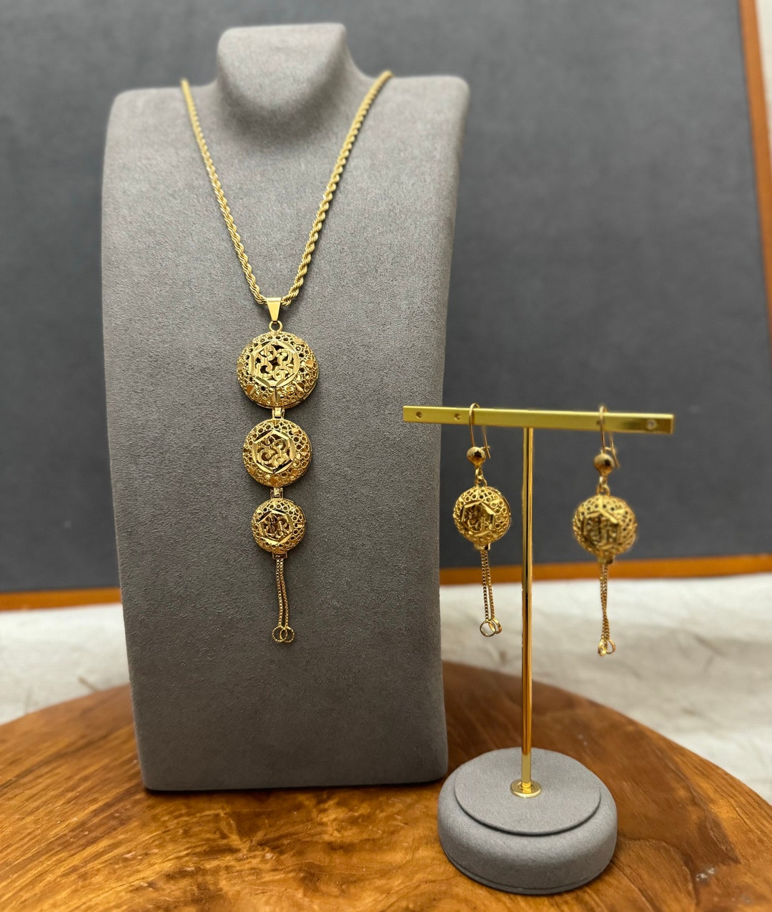 24k Dubai Gold Plated Jewelry Set, Gold Jewelry Set for