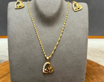 Gold Jewelry Set for Women,  Gold Necklace & Gold Earrings, Gift for Her