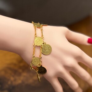Gold Coin Bracelet for Women,Coin Bracelet, Middle Eastern Charm Jewelry, Arab Jewelry, African Jewelry, Bracelets