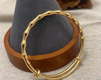 Cuff Bracelet, Bamboo Style Bangles, Gold Bamboo Bangles,  Gold Cuff Bangle, Dainty Bangles, Adjustable gold Bangles
