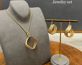 Gold Jewelry Set, 24k Dubai Gold Plated Jewelry Set, Jewelry Set for Women,