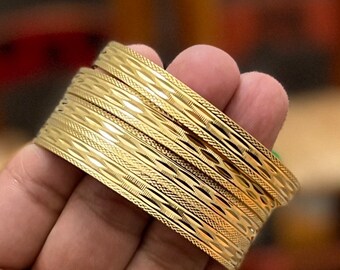 Indian Bridal Bangle, Wedding Gold Bangles Gift for Women, Gold Bracelet, African Gold Jewelry Bangles, Stacking Bangles