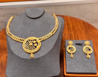Set ketting en oorbellen, 24-karaats Dubai vergulde sieradenset, sieradenset voor dames