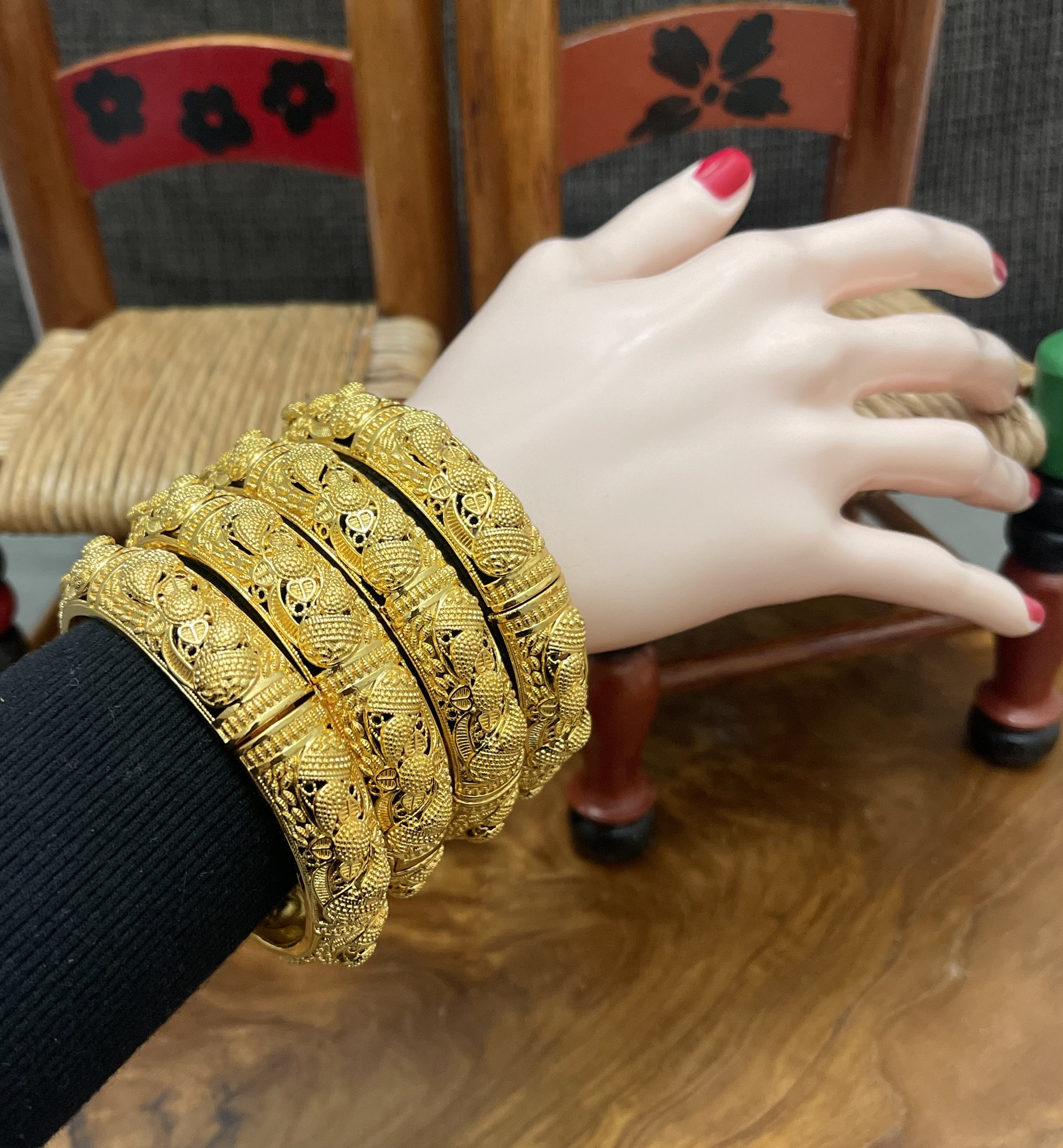 Gold Bangles Dubai Gold Plated Bangles for Women Thick Gold Bangles African Jewelry Arab Gold Jewelry Indian Bridal Jewelry Gift