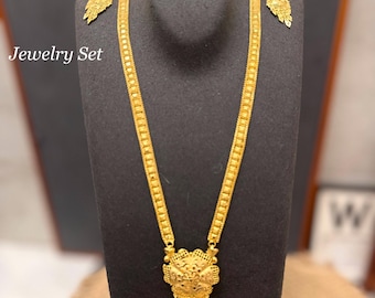 24-karaats Dubai vergulde sieraden set, gouden sieraden set voor vrouwen, Afrikaanse sieraden, Indiase sieraden set, bruiloft sieraden, feestsieraden, cadeau voor