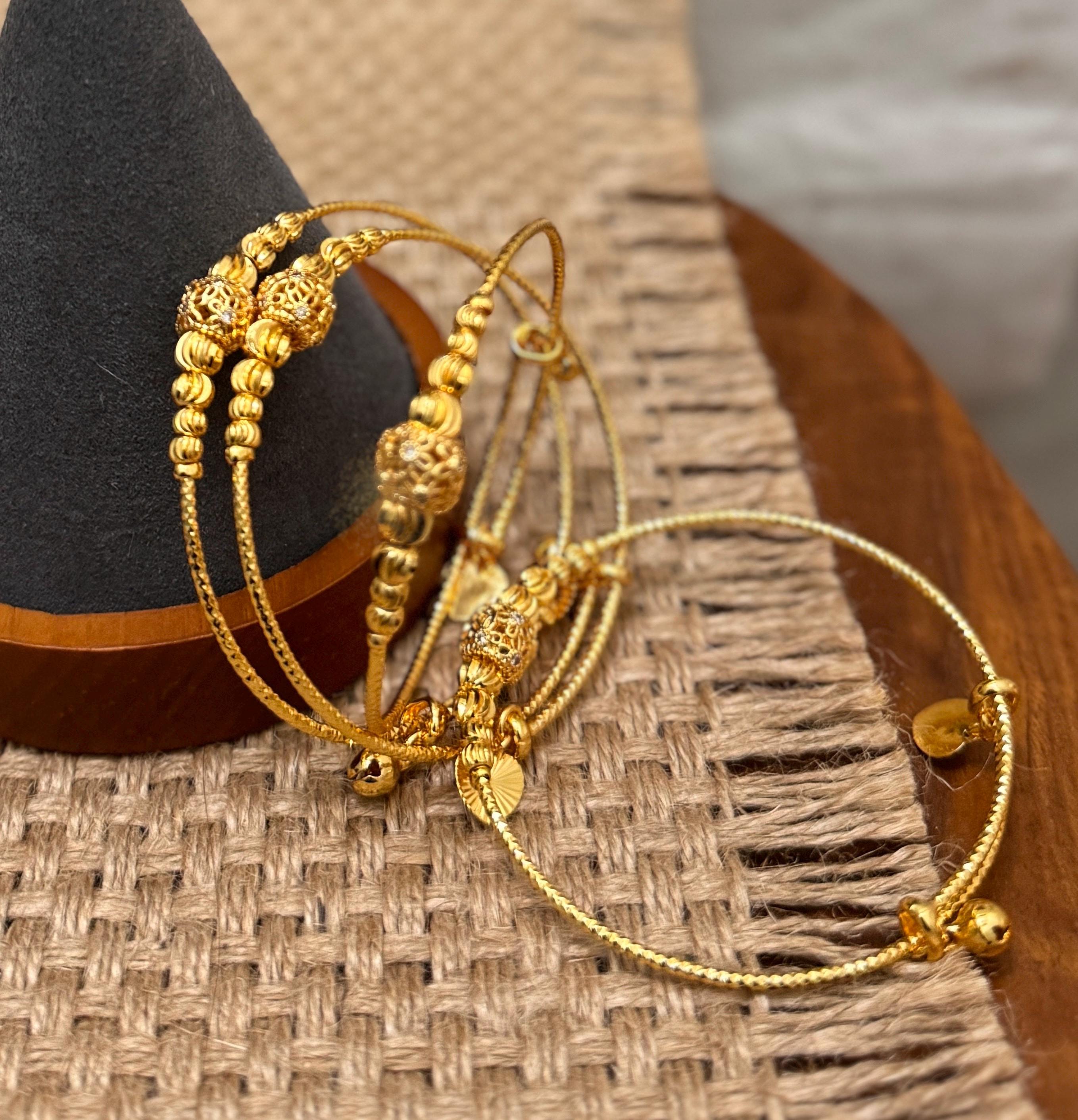 Gold Bangles, 24k Gold Plated Bangles, Adjustable Bangle